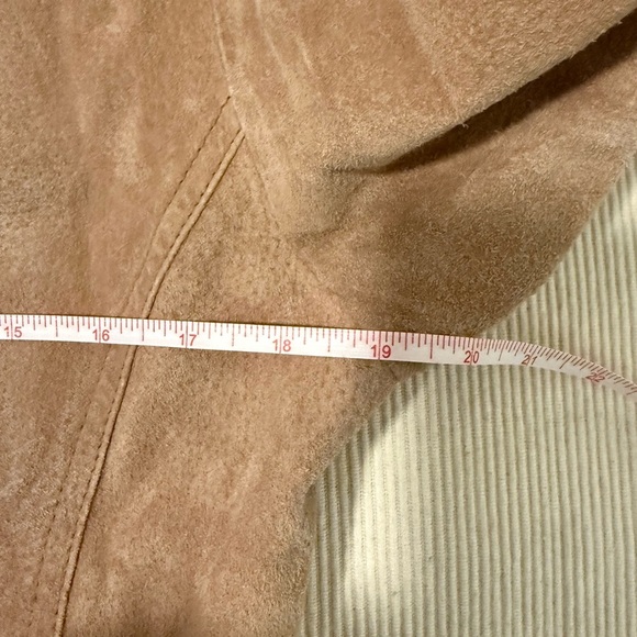 Vintage Y2K Coldwater Creek 100% Leather Jacket Tan Camel Snap Front Size M - Picture 7 of 8